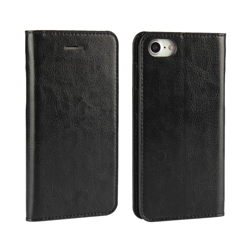 Cover Portafoglio in vera pelle iPhone 7 nero