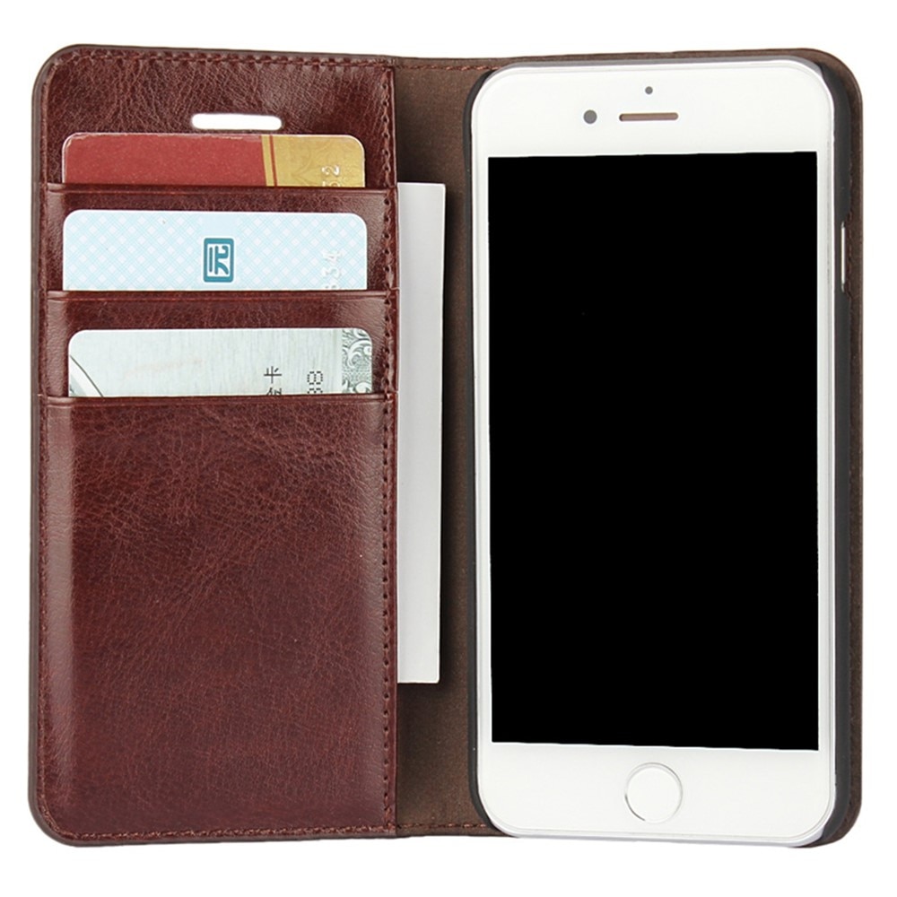 Cover Portafoglio in vera pelle iPhone SE (2022) marrone scuro