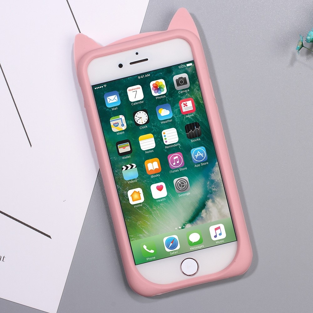 Cover in silicone Gatto iPhone 8 rosa