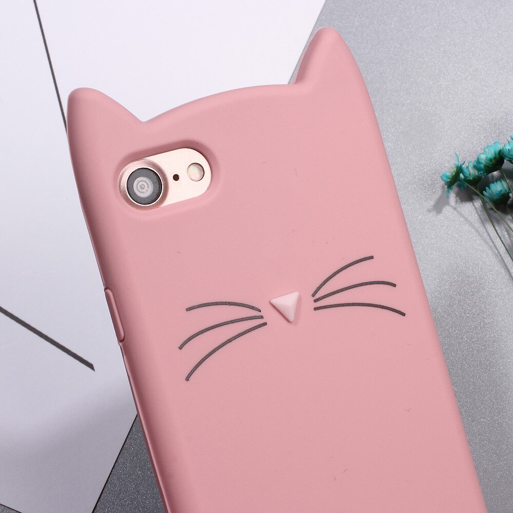 Cover in silicone Gatto iPhone 7 rosa