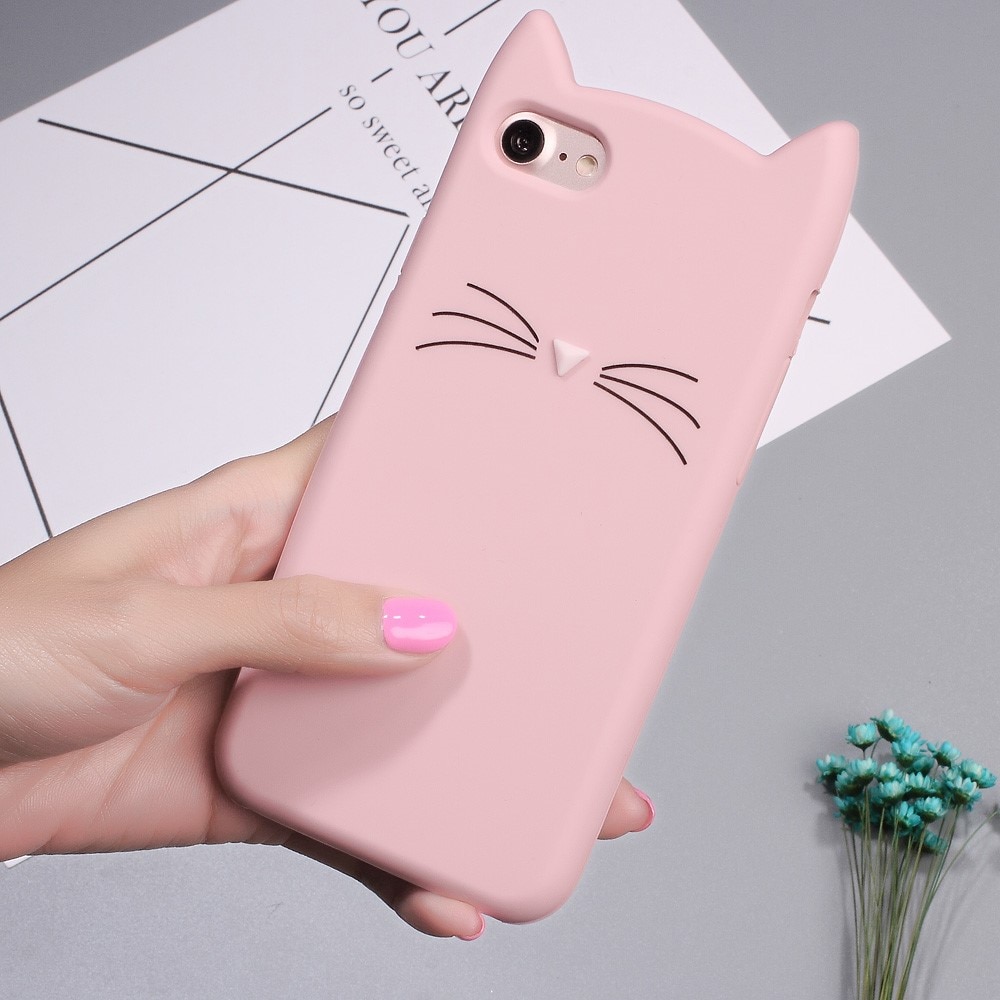 Cover in silicone Gatto iPhone SE (2020) rosa
