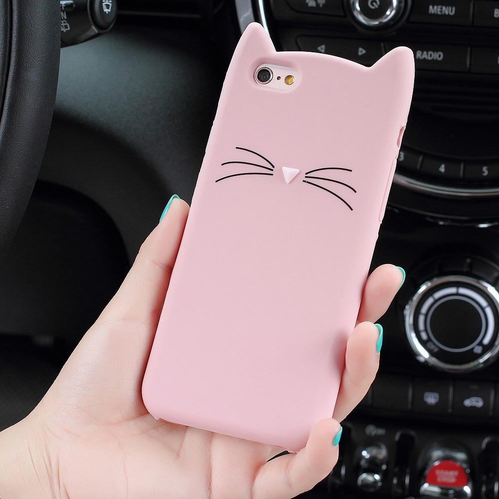 Cover in silicone Gatto iPhone 7 rosa