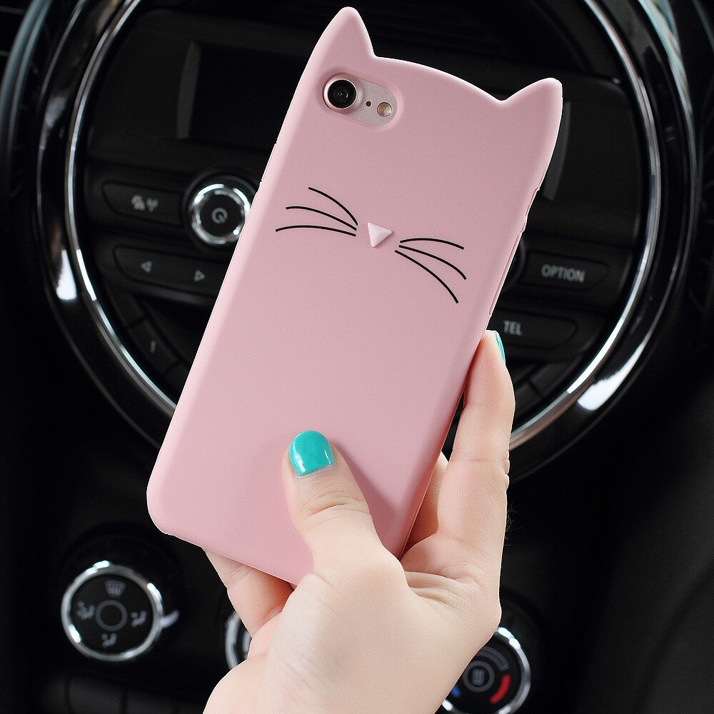 Cover in silicone Gatto iPhone 7 rosa