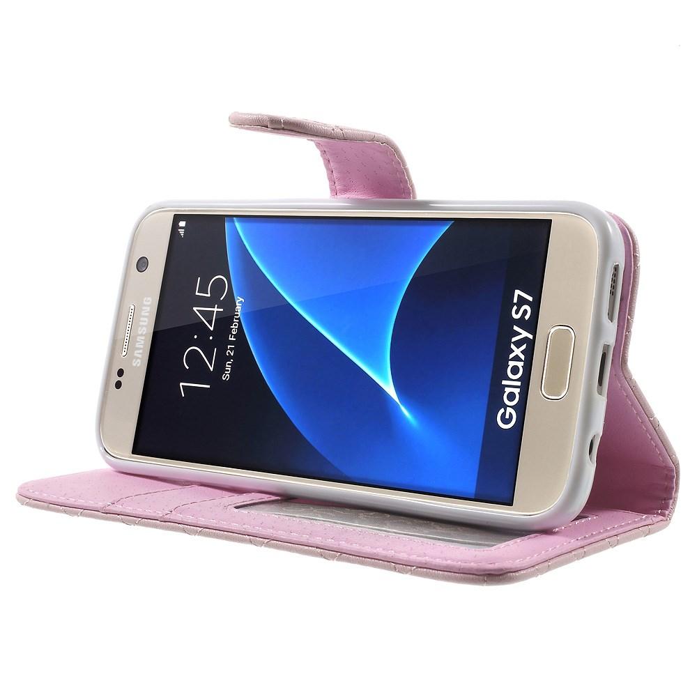 Custodie a portafoglio Samsung Galaxy S7 Rosa trapuntato