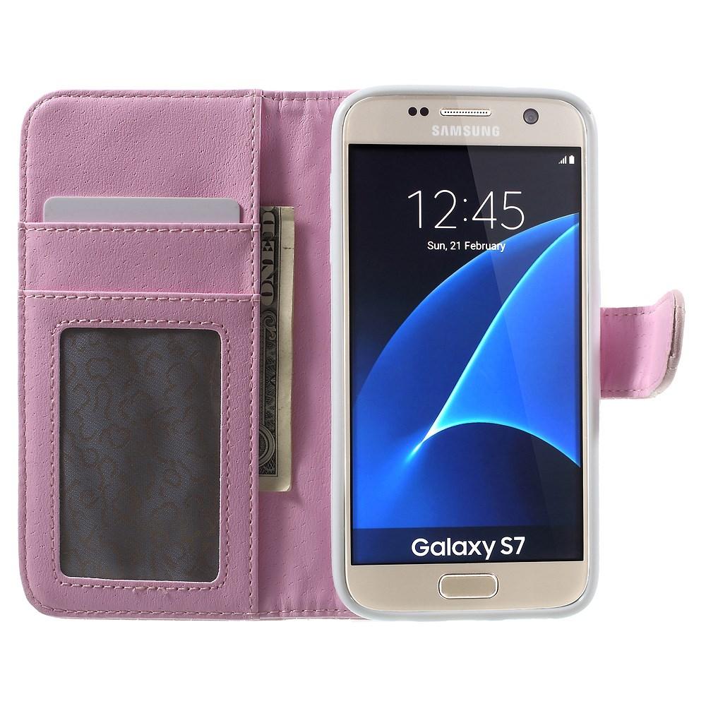 Custodie a portafoglio Samsung Galaxy S7 Rosa trapuntato