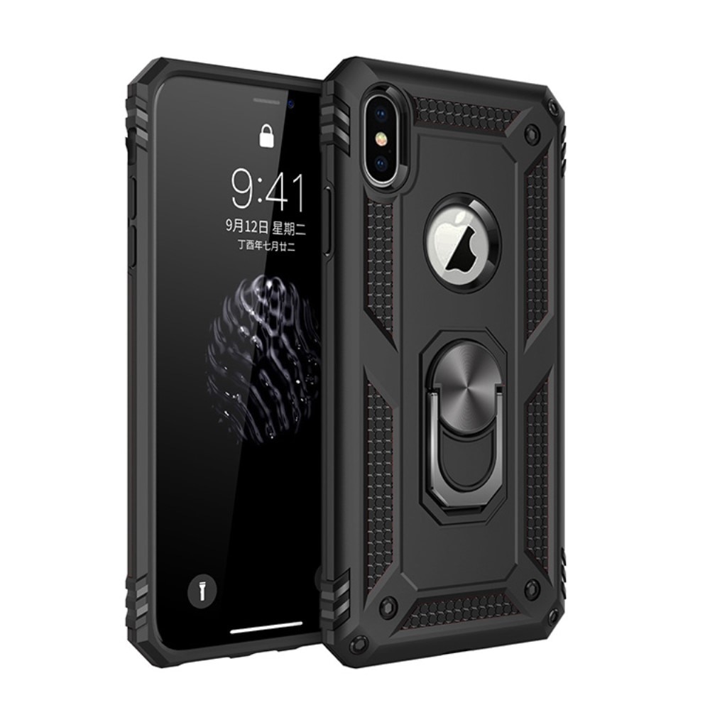 Cover ibride con anello iPhone X/XS nero