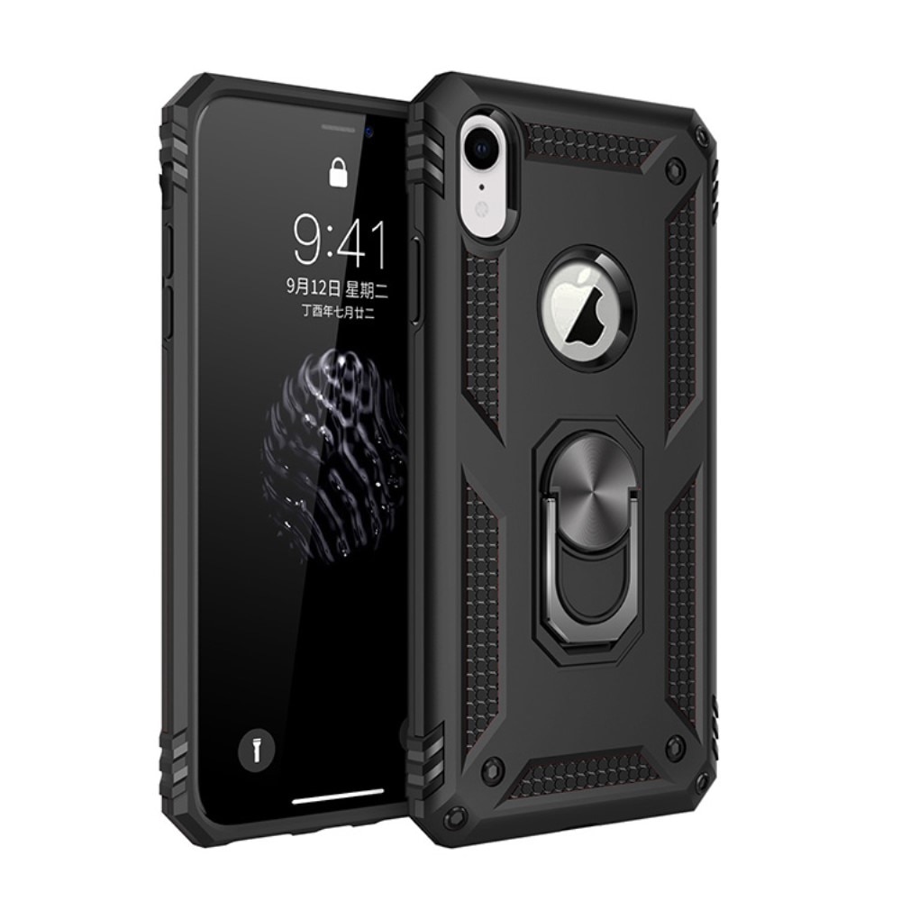 Cover ibride con anello iPhone XR nero