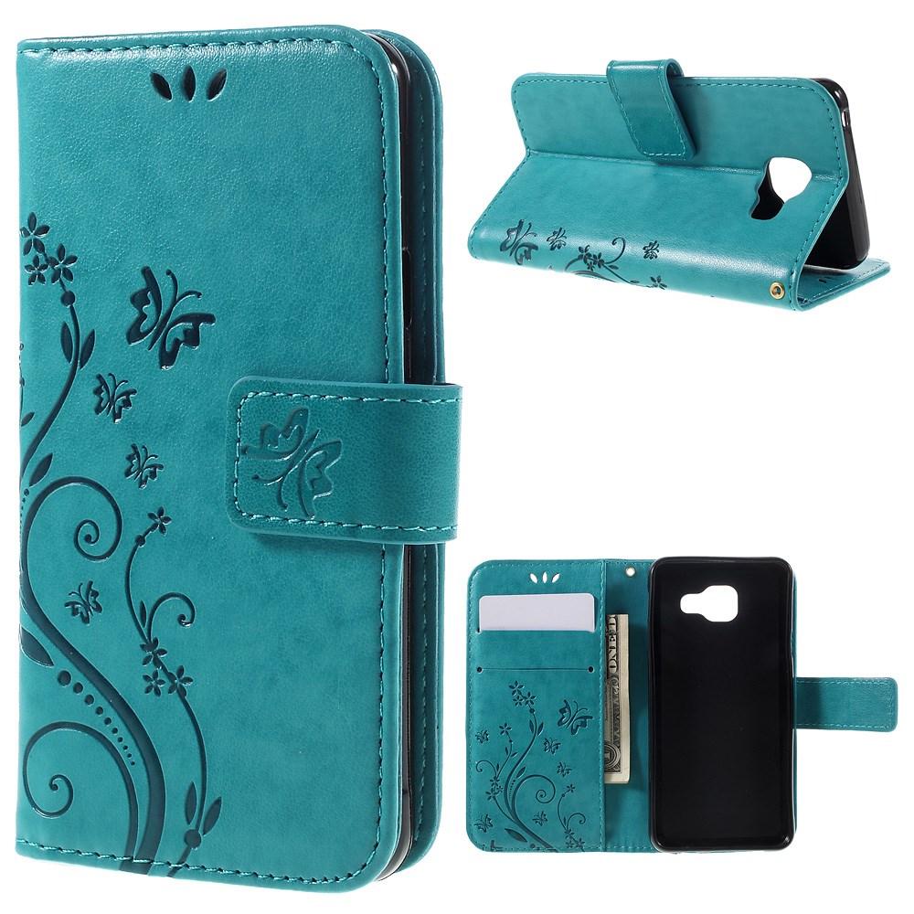 Custodia in pelle a farfalle per Samsung Galaxy A3 2016, Blu