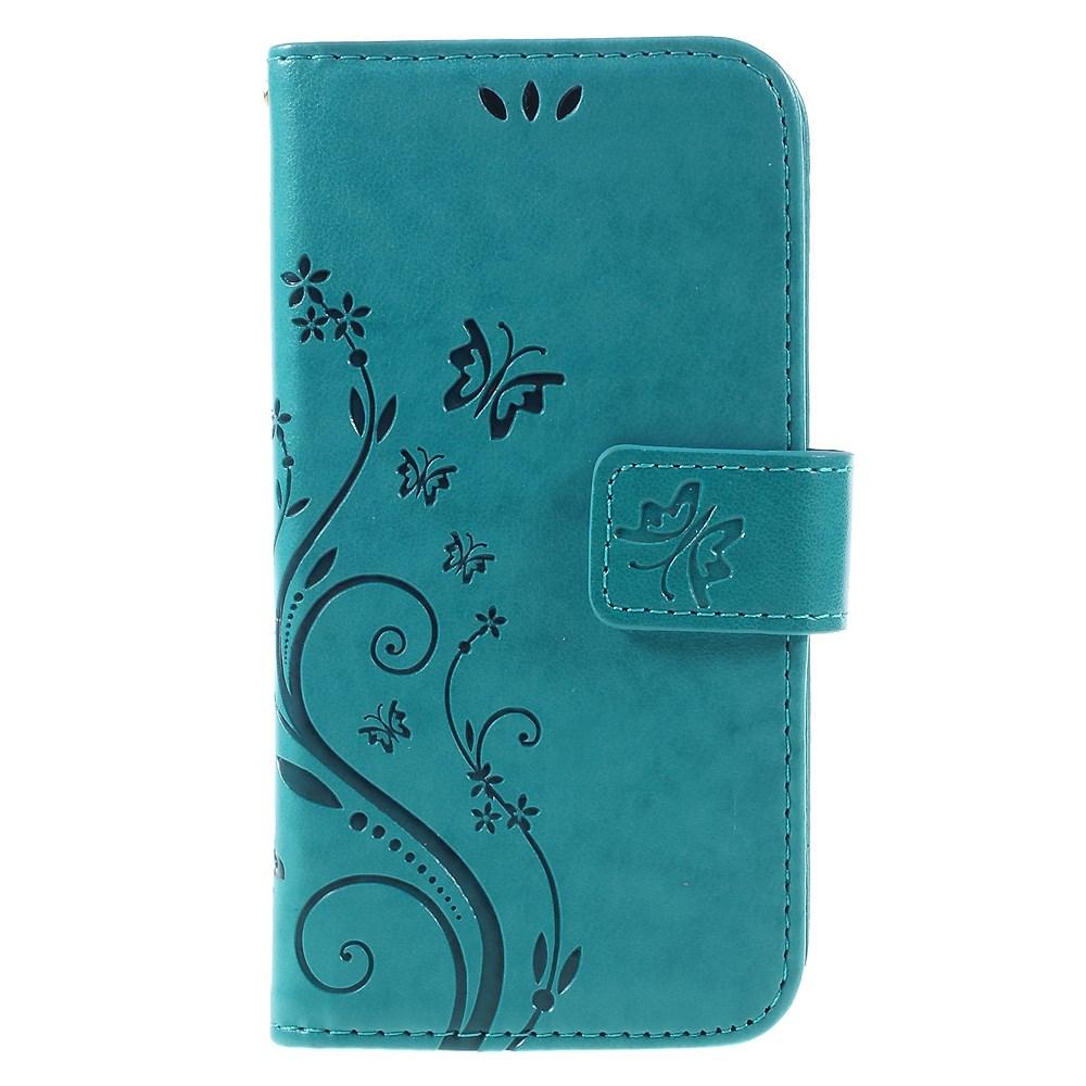 Custodia in pelle a farfalle per Samsung Galaxy A3 2016, Blu