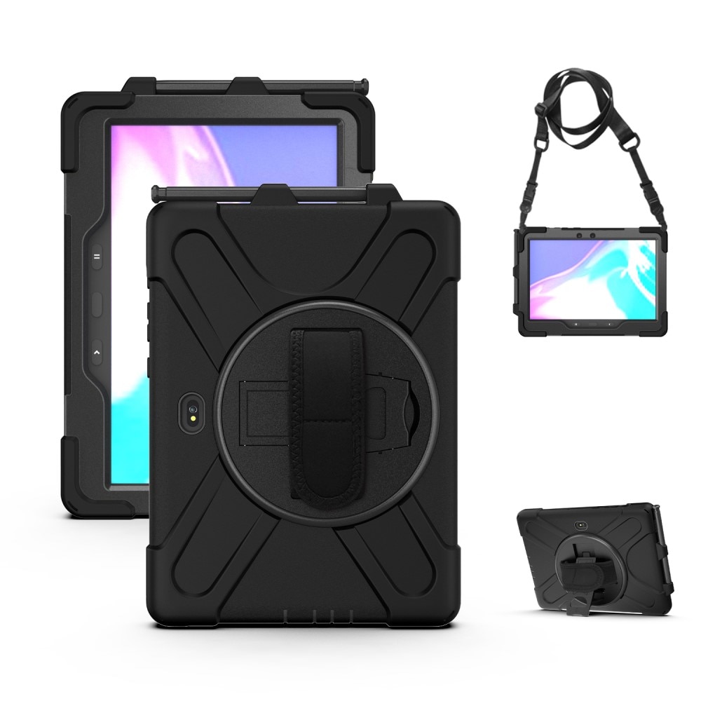 Custodia ibrida antiurto con tracolla Samsung Galaxy Tab Active4 Pro nero