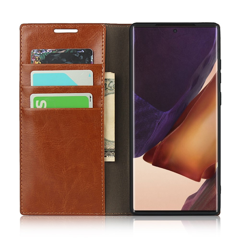Cover Portafoglio in vera pelle Samsung Galaxy Note 20 Ultra marrone