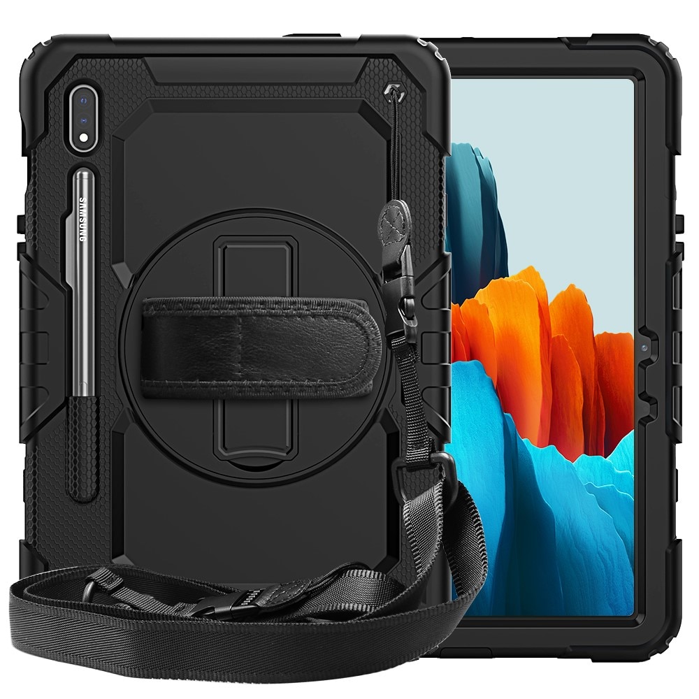 Full Protection Custodia ibrida antiurto con tracolla Samsung Galaxy Tab S7/S8 11.0 Nero