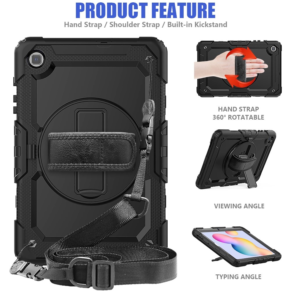 Full Protection Custodia ibrida antiurto con tracolla Samsung Galaxy Tab S6 Lite 10.4 nero