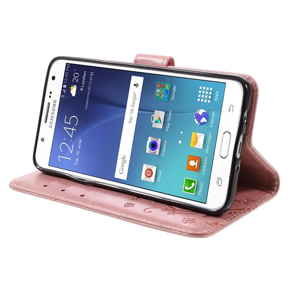 Custodia in pelle a farfalle per Samsung Galaxy J5 2016, rosa