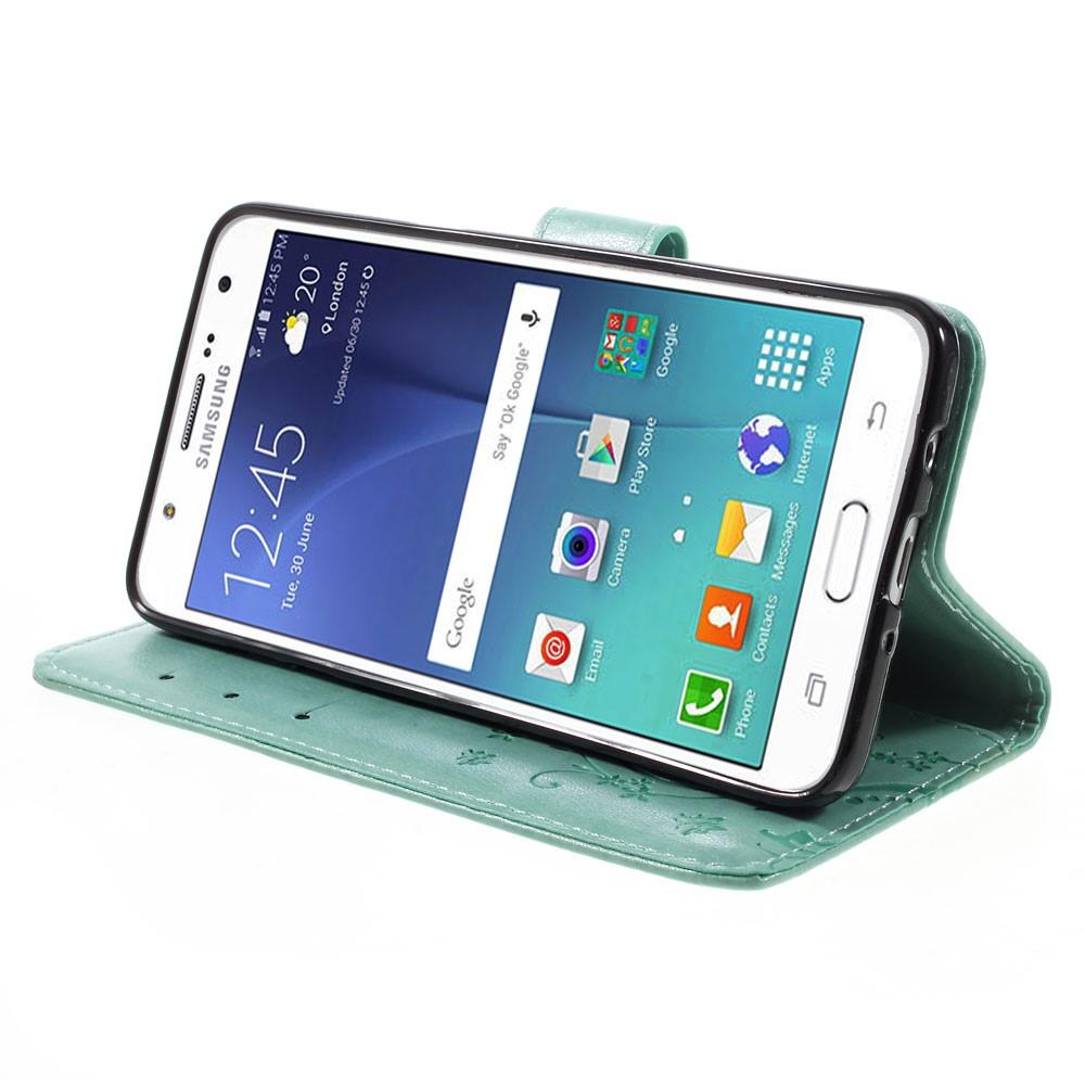 Custodia in pelle a farfalle per Samsung Galaxy J5 2016, Verde