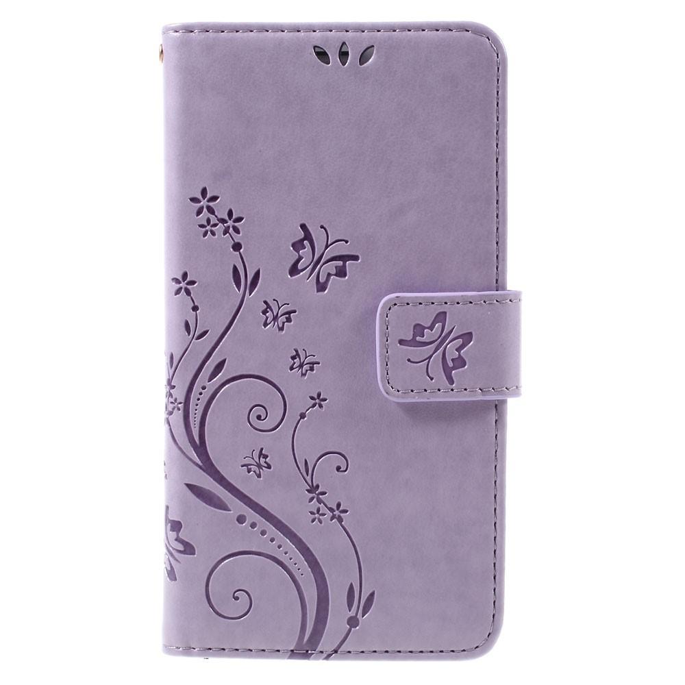Custodia in pelle a farfalle per Samsung Galaxy J5 2016, Viola