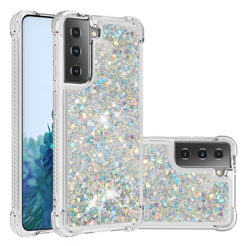 Cover Glitter Powder TPU Samsung Galaxy S21 D'argento