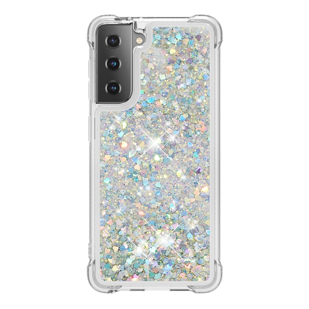 Cover Glitter Powder TPU Samsung Galaxy S21 D'argento