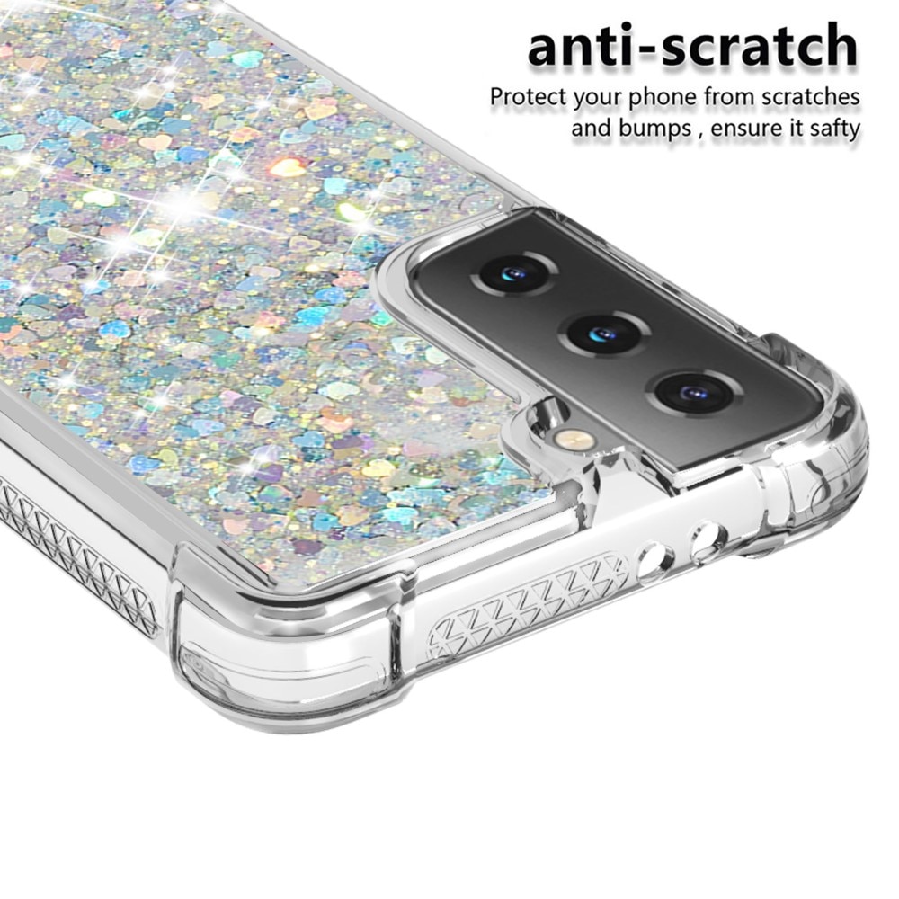 Cover Glitter Powder TPU Samsung Galaxy S21 D'argento