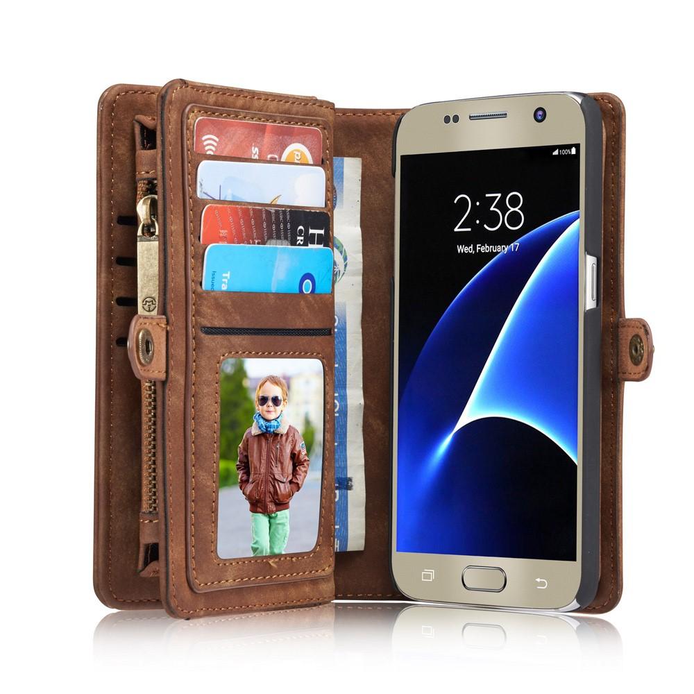 Cover portafoglio Multi-Slot Samsung Galaxy S7 Marrone