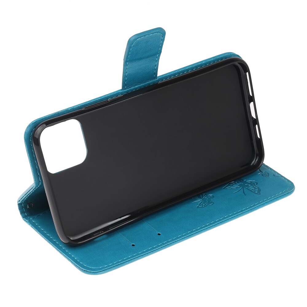 Custodia in pelle a farfalle per Samsung Galaxy A22 5G, Blu
