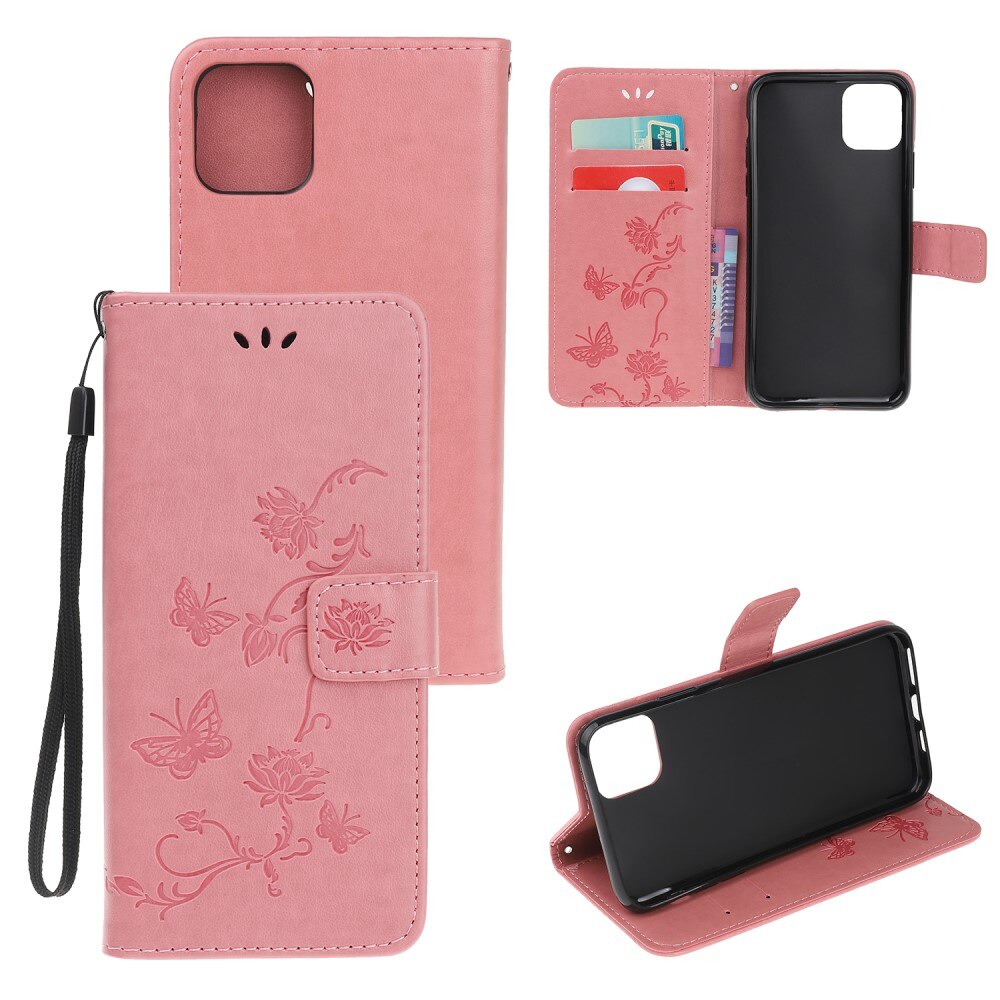 Custodia in pelle a farfalle per Samsung Galaxy A22 5G, Rosa