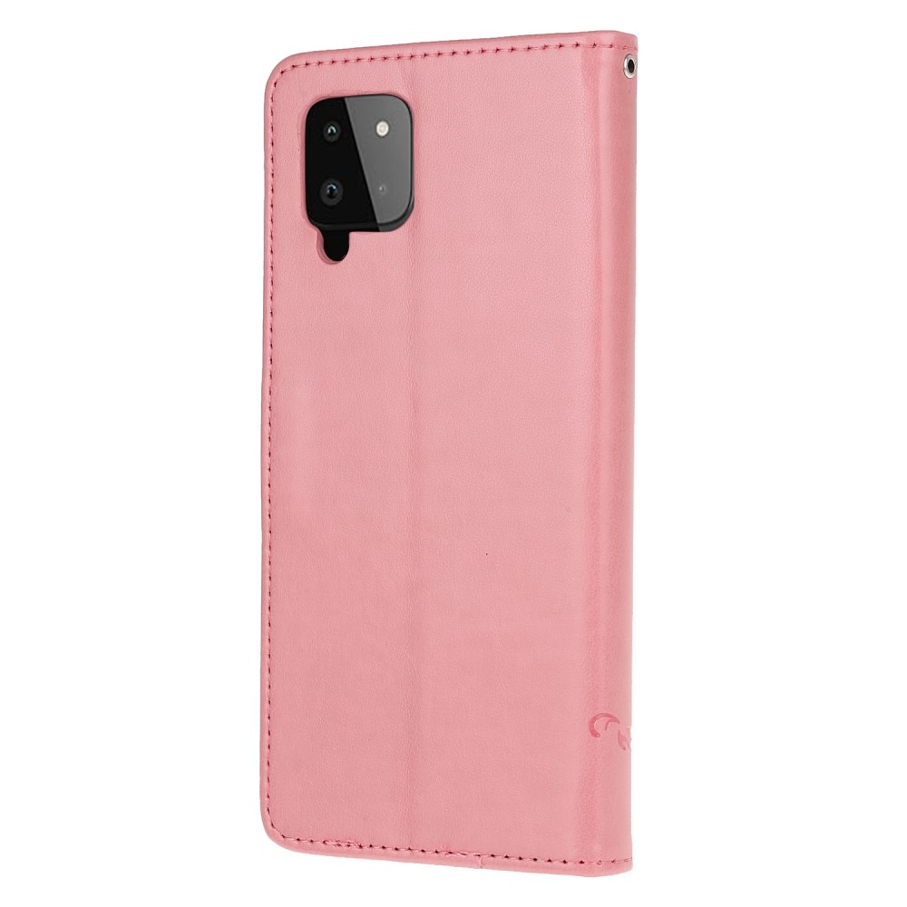 Custodia in pelle a farfalle per Samsung Galaxy A22 4G, rosa