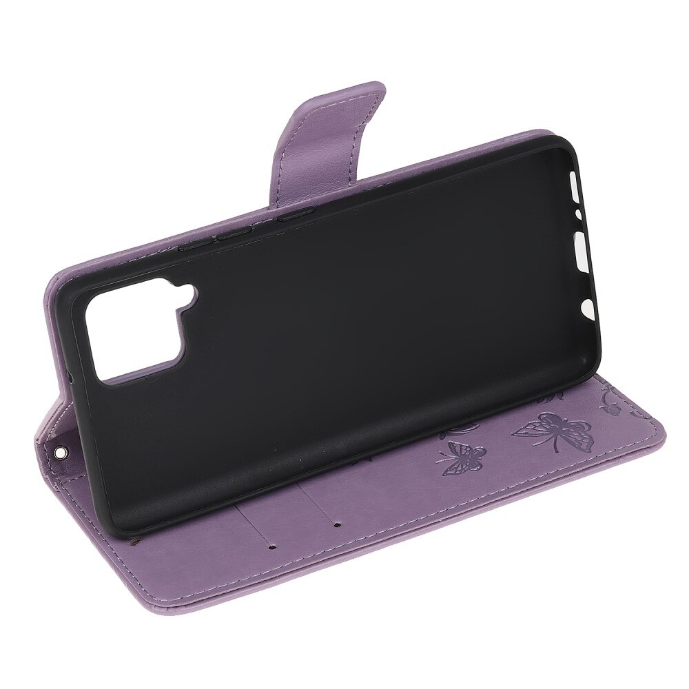 Custodia in pelle a farfalle per Samsung Galaxy A22 4G, viola