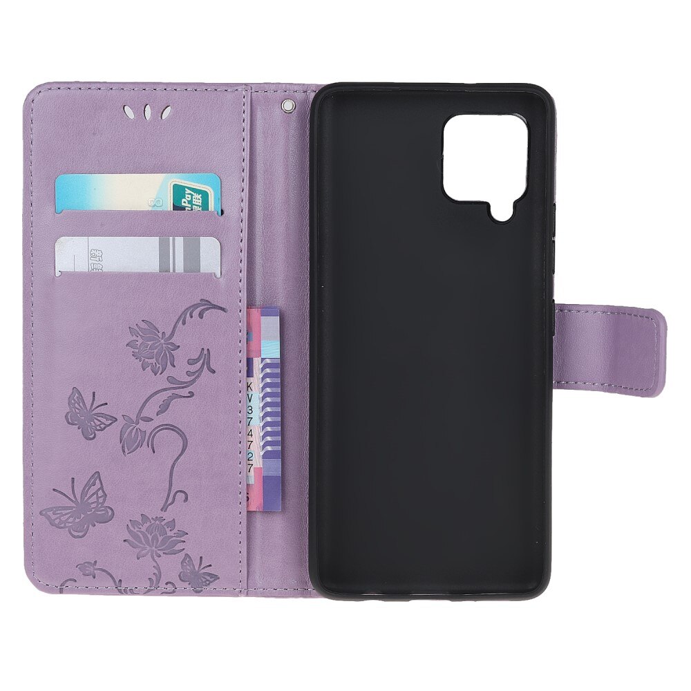 Custodia in pelle a farfalle per Samsung Galaxy A22 4G, Viola