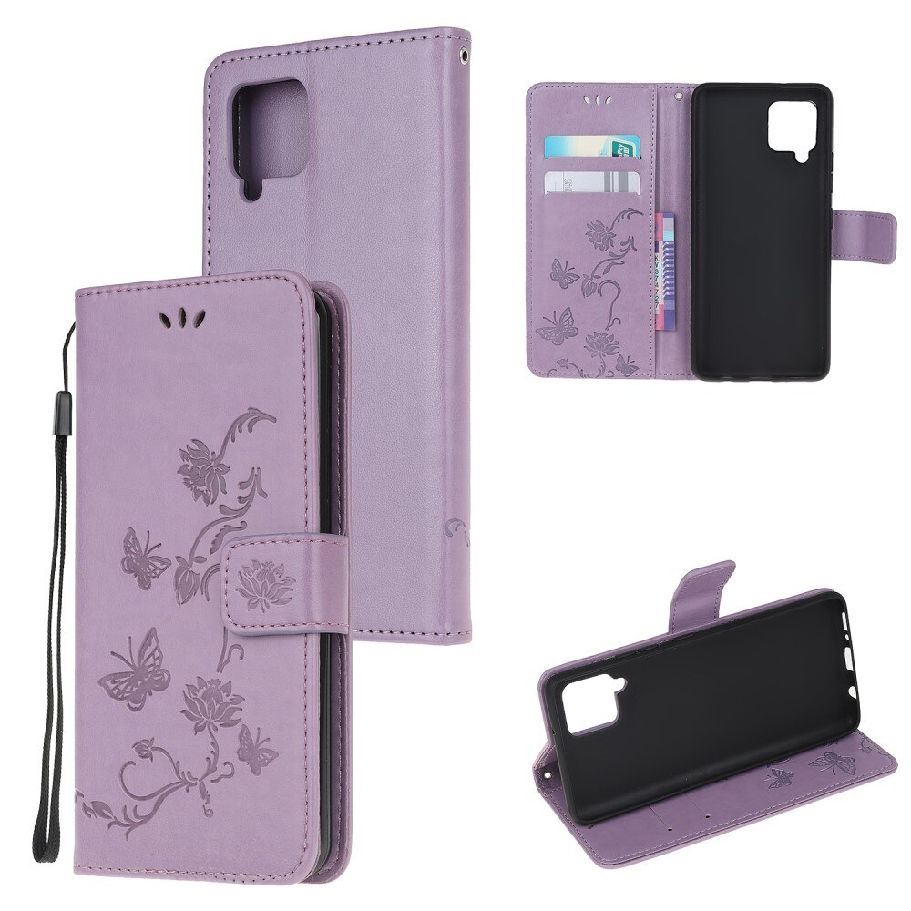 Custodia in pelle a farfalle per Samsung Galaxy A22 4G, Viola