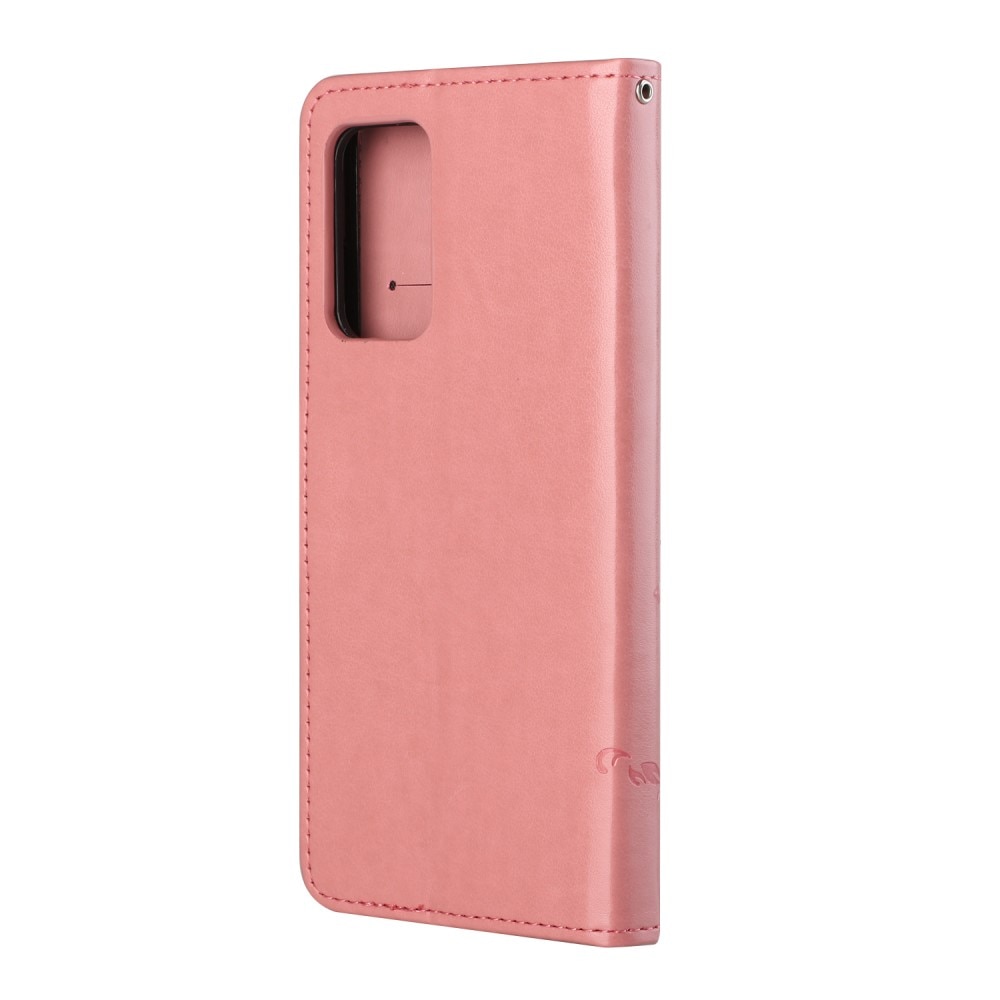 Custodia in pelle a farfalle per Samsung Galaxy A82 5G, rosa