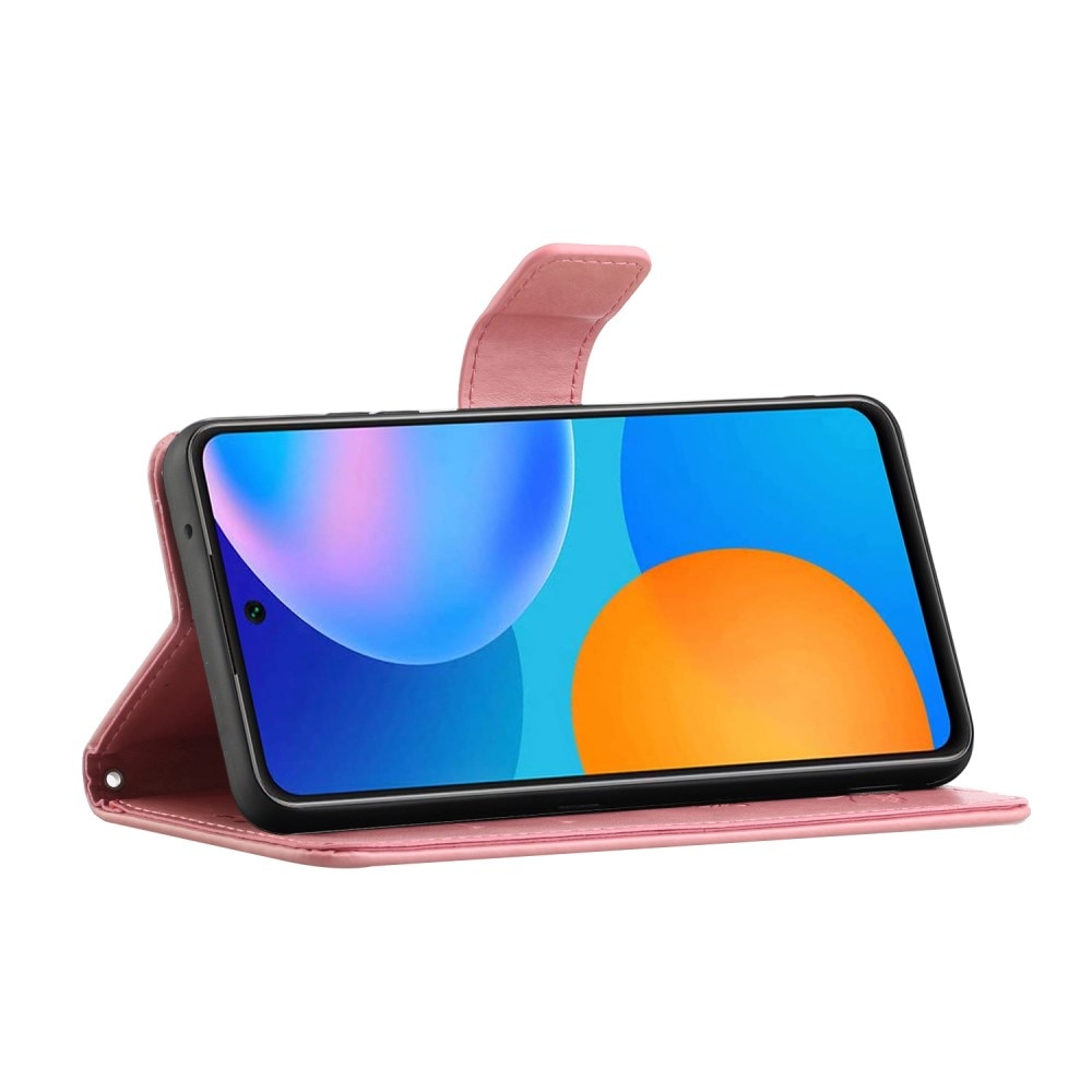 Custodia in pelle a farfalle per Samsung Galaxy A82 5G, rosa