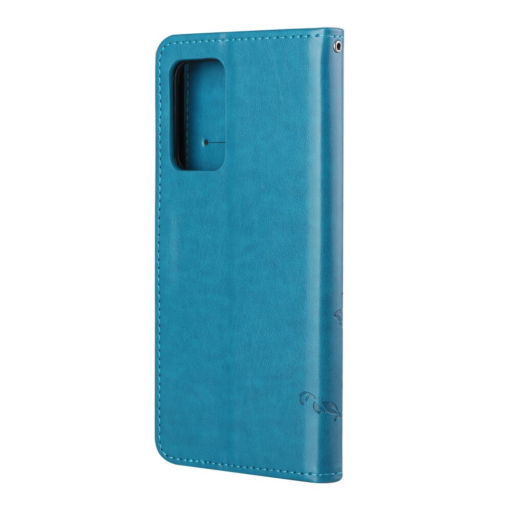 Custodia in pelle a farfalle per Samsung Galaxy A82 5G, Blu
