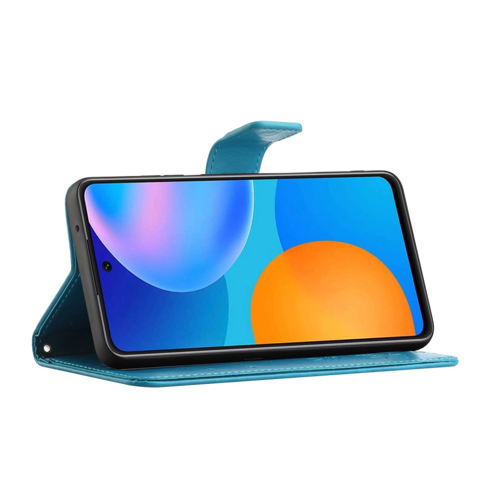 Custodia in pelle a farfalle per Samsung Galaxy A82 5G, blu