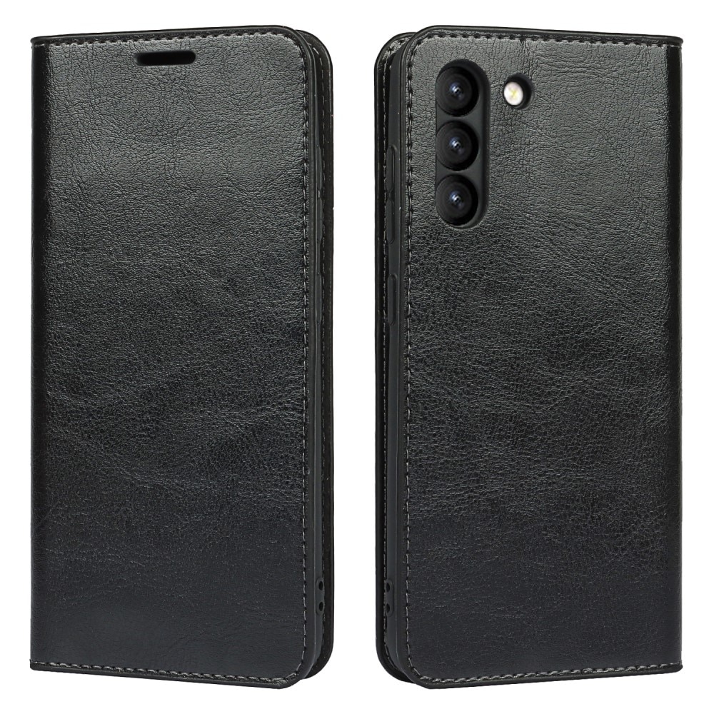Cover Portafoglio in vera pelle Samsung Galaxy S21 FE nero