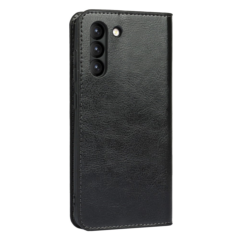 Cover Portafoglio in vera pelle Samsung Galaxy S21 FE nero