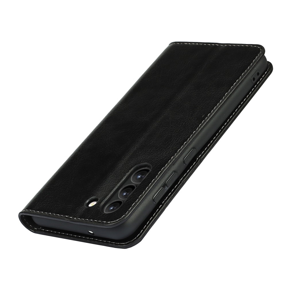 Cover Portafoglio in vera pelle Samsung Galaxy S21 FE nero