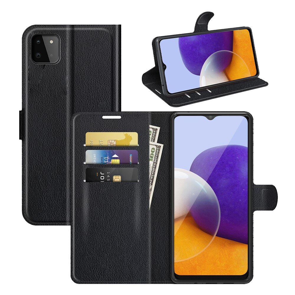 Cover portafoglio Samsung Galaxy A22 5G Nero