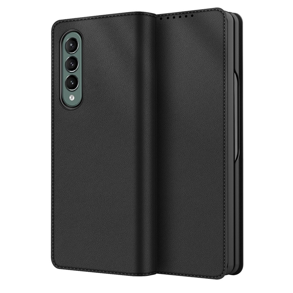 Custodia a portafoglio in vera pelle Samsung Galaxy Z Fold 3, nero