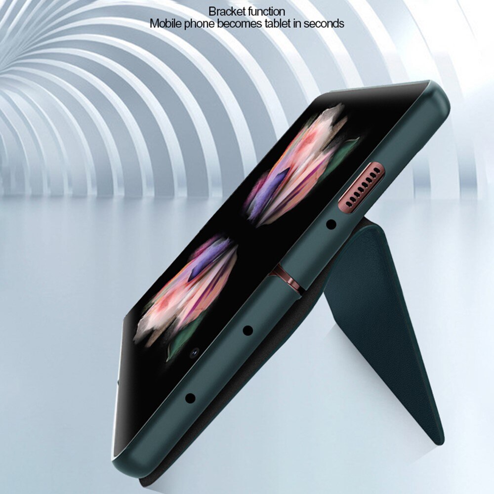 Custodia a portafoglio in vera pelle Samsung Galaxy Z Fold 3, Marrone