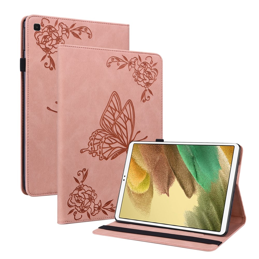 Custodia in pelle con farfalla Samsung Galaxy Tab A7 Lite rosa