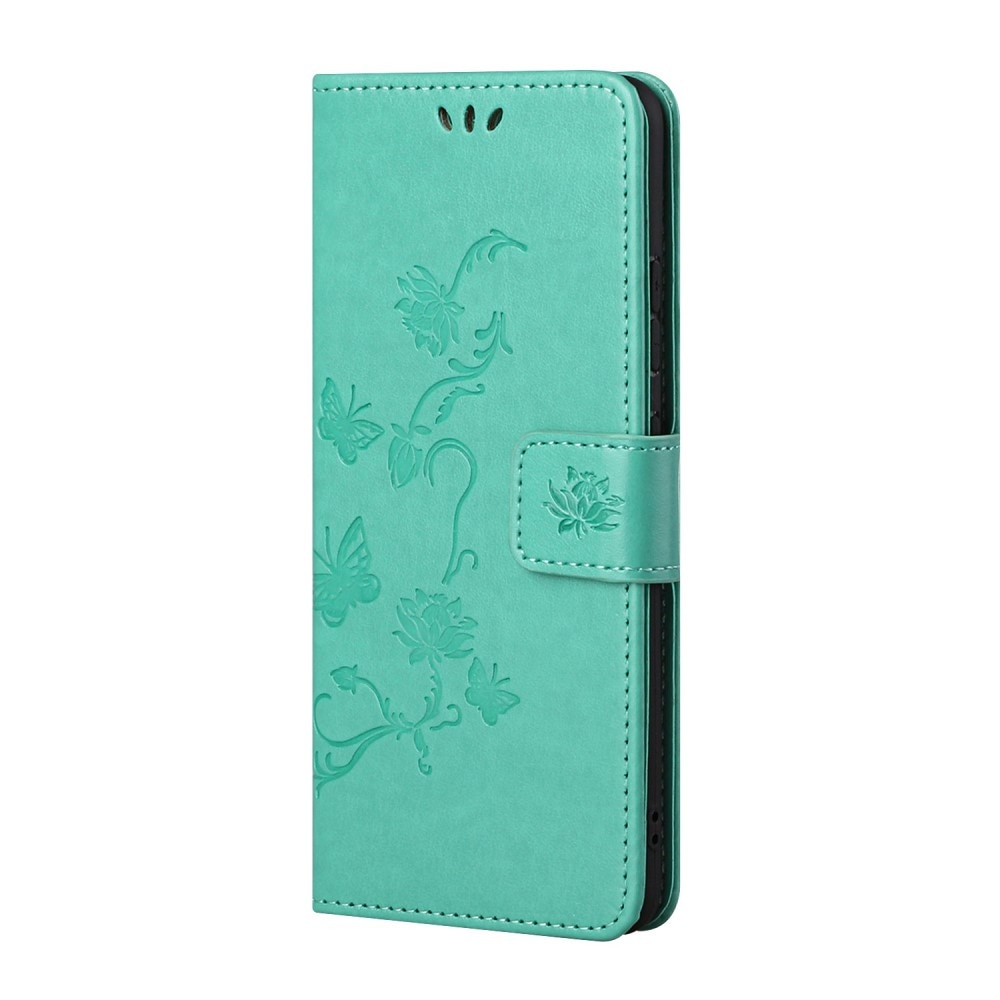 Custodia in pelle a farfalle per Samsung Galaxy S22 Plus, Verde