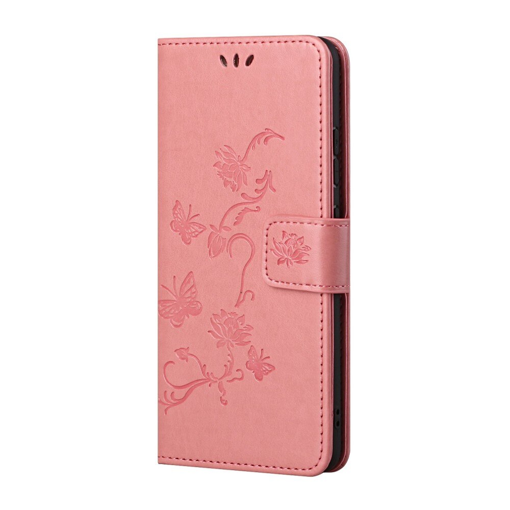 Custodia in pelle a farfalle per Samsung Galaxy S22 Plus, rosa