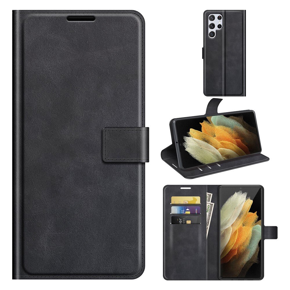 Cover portafoglio Leather Wallet Samsung Galaxy S22 Ultra Black