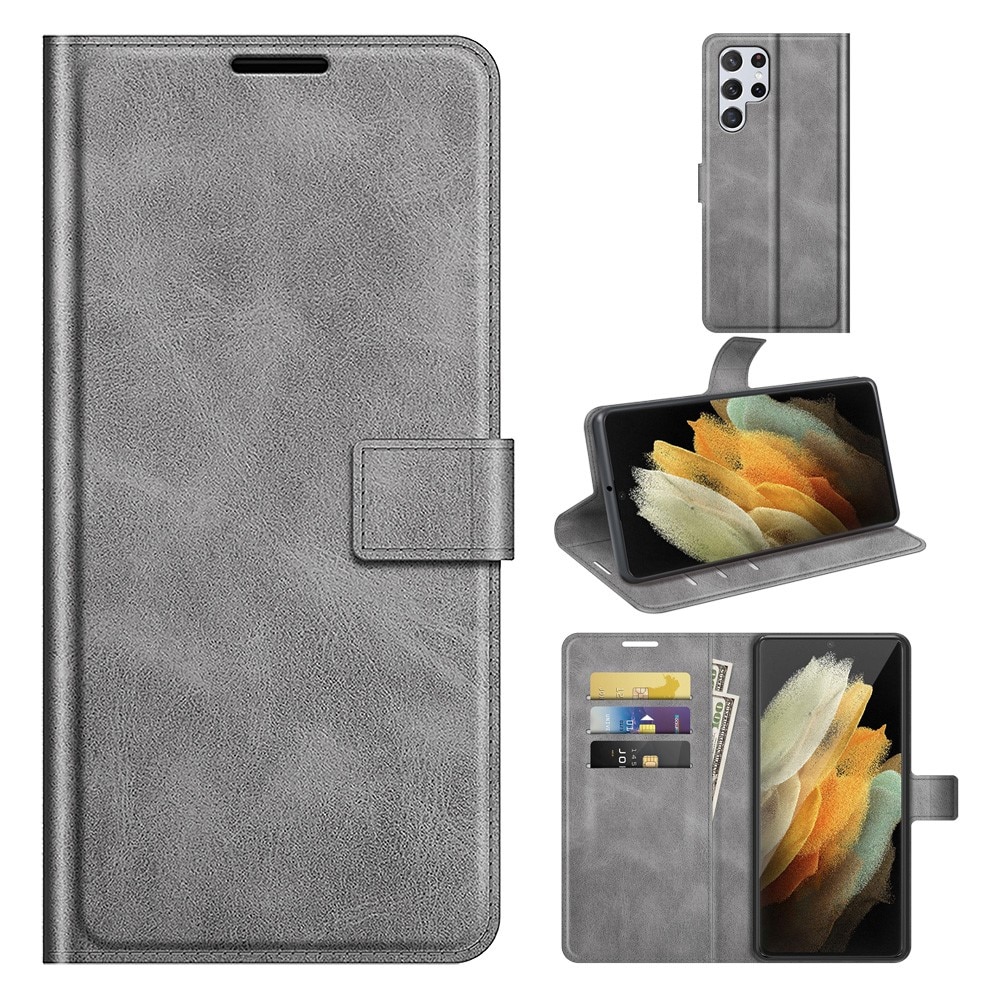 Cover portafoglio Leather Wallet Samsung Galaxy S22 Ultra Grey