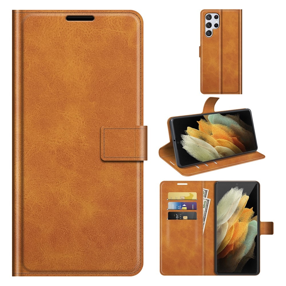 Cover portafoglio Leather Wallet Samsung Galaxy S22 Ultra Cognac