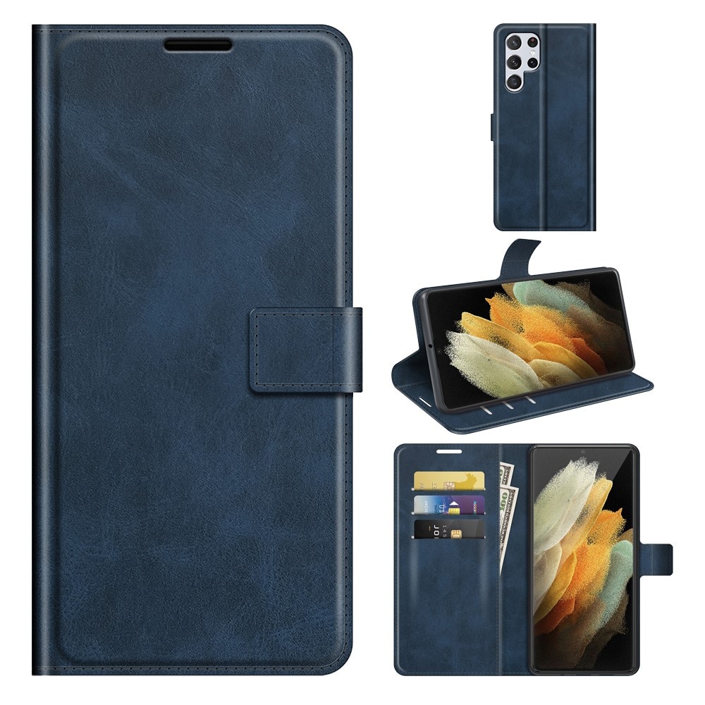 Cover portafoglio Leather Wallet Samsung Galaxy S22 Ultra Blue