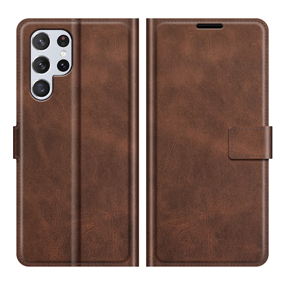 Cover portafoglio Leather Wallet Samsung Galaxy S22 Ultra Brown