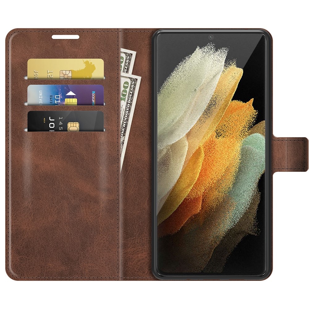 Cover portafoglio Leather Wallet Samsung Galaxy S22 Ultra Brown