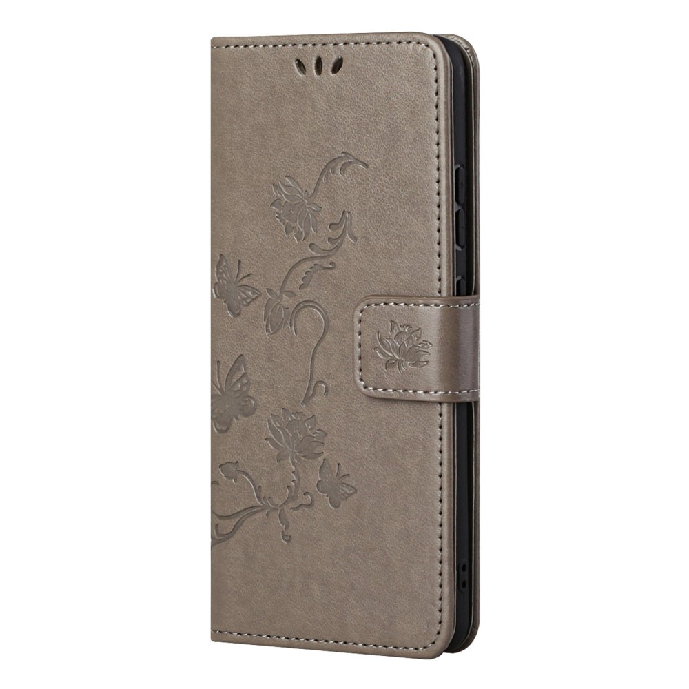Custodia in pelle a farfalle per Samsung Galaxy S22, Grigio